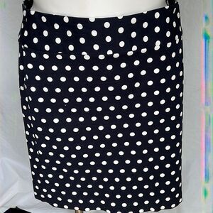 Banana Republic navy blue white polkadotted stretch mini skirt size 14